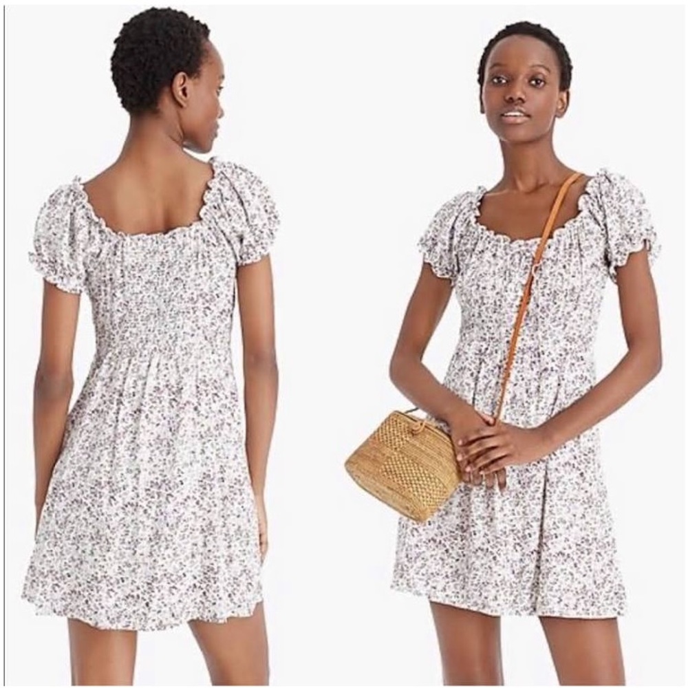 Jcrew Puffed Sleeve Peasant Floral Dress
